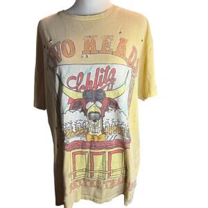 Pabst Two Heads Schlitz Beer Tee, Distressed Pale Marigold, Size Large